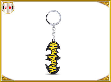 Portachiavi a anello neri personali del metallo con il logo giallo per incanto Batman del regalo dei ragazzi