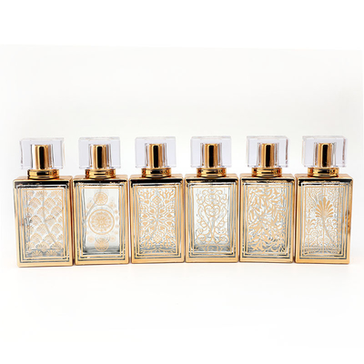 comprare 50ml ha placcato la bottiglia all'ingrosso di vetro dello spruzzo di profumo della bottiglia di vetro di profumo della bottiglia della bottiglia vuota quadrata del Subpackage online manufacture