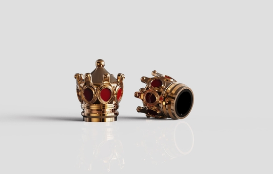 comprare Cappotti per profumi Zamak in forma di corona, in oro lucido, su misura, Cappotti per profumi di zinco online manufacture
