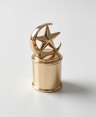 comprare Tappo profumo a forma di mezzaluna e stella in zama con finitura oro di lusso fabbricazione online