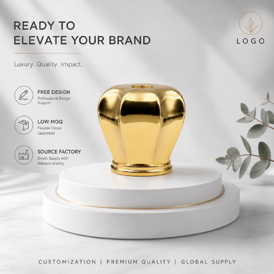comprare Luxury Multi Curved Faceted Zinc Alloy Perfume Cap Mirror Gold Electroplated Zamac Fragrance Bottle Lid Custom Logo OEM ODM Source Factory Wholesale fabbricazione online