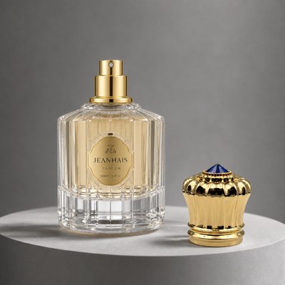 comprare Al dettaglio Bottiglia per profumi a forma di gomito d'oro ad alta lucentezza con tappo in strass blu Top Zamac pesante Chiusura OEM Logo di incisione personalizzato Medio Oriente Luxury Oud Fragrance Packaging fabbricazione online
