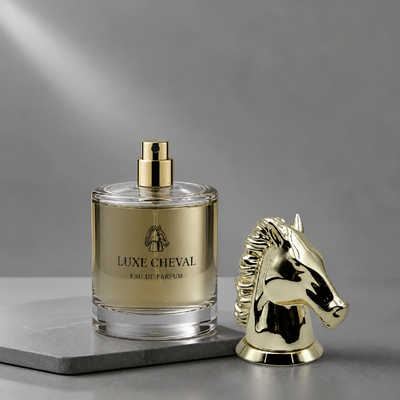 comprare Specchio di lusso lucidato 3D testa di cavallo Zamac cappuccio profumo placcato oro scultura animale profumo tappo zinco lega di metallo copertura bottiglia profumo logo personalizzato FEA15 per Dubai Oud Attar bottiglia profumo fabbricazione online
