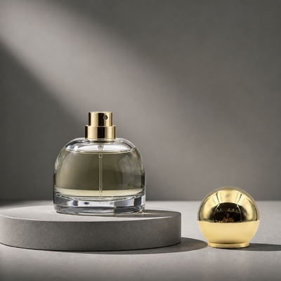 comprare Specchio di lusso lucente sfera liscia solida Zamac Cappuccio profumo oro placcato palla rotonda piana cappuccio profumo zinco lega metallo copertura bottiglia profumo logo personalizzato FEA15 per Dubai Oud Attar bottiglia profumo fabbricazione online