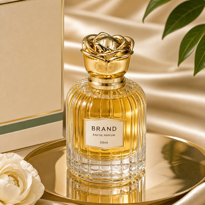 comprare Fabbrica Logo personalizzato Specchio lucidato 3D Full Bloom Rose Zamac Perfume Cap Gloss Gold Zinc Alloy Bowl Round Flower Lid Compatibile FEA15 Glass Ladies Oud Perfume Bottles fabbricazione online