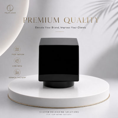 comprare Gloss Solid Black Square Zinc Alloy Perfume Cap Custom Smooth Cube Metal Perfume Lid Modello JH5080 Per Luxury Empty Designer Glass Perfume Bottle fabbricazione online