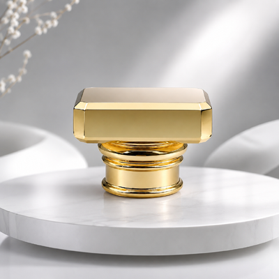 comprare Fabbrica Fonte Specchio Oro Bivelato rettangolare Multi Anello Zinc Legato Cappuccio Perfume Custom lucidato metallo Cappuccio Perfume Per Il Luxury Designer Bottiglia di profumo di vetro vuoto Imballaggio fabbricazione online