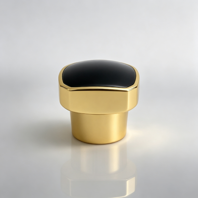 comprare Luxury Black Top Gold Zamac Perfume Cap Custom Metal Fragrance Bottle Cap Per Cosmetici Perfume Bottiglia Di Vetro fabbricazione online