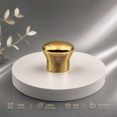comprare Fabbrica Custom Filtro a scanalatura orizzontale a scanalatura Funghi Cupola Specchio Oro Zinc Legato Cappuccio Perfume Modello JHS027 OEM ODM Custom Logo inciso Zamac Cappuccio Perfume Per Lussureggiante Bottiglia Di Perfume Di Vetro Magnetico fabbricazione online
