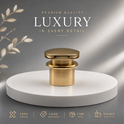 comprare Fabbrica di origine Disco rotondo impilato a tre livelli specchio oro lega di zinco cappuccio profumo OEM ODM logo inciso su misura Zamac Copertura di profumo in metallo per lusso bottiglie di profumo in vetro quadrato e rotondo magnetici fabbricazione online