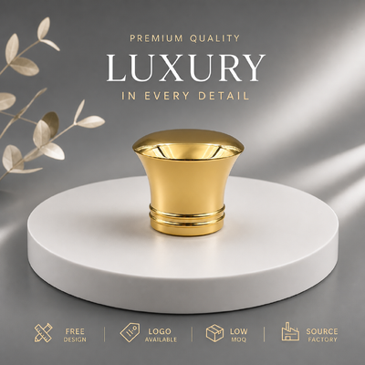 comprare Tappo per profumo personalizzato di fabbrica, con base a doppio anello, a cupola piatta, in lega di zinco dorato, con logo inciso OEM ODM, per flaconi di profumo in vetro di lusso, magnetico fabbricazione online