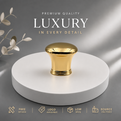 comprare Fabbrica Custom Smooth Curved Waist Dome Mirror Gold Zinc Alloy Cap Perfume Multi Ring Base OEM ODM Custom Engraved Logo Zamac Perfume Lid For Luxury Glass Perfume Bottles Magnetico fabbricazione online