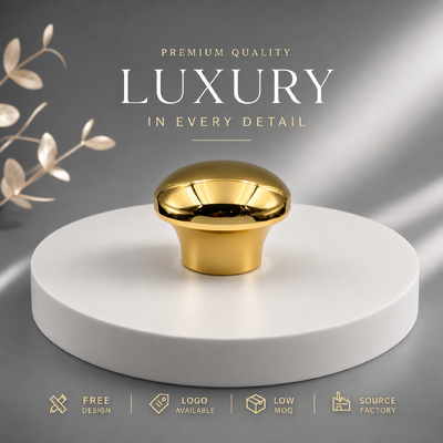 comprare Premium Smooth Mushroom Dome Mirror Gold Zinc Alloy Cap Perfume Solid Heavy Zamac Metal Lid Per Designer Minimalista Imballaggio Perfume Magnetico fabbricazione online
