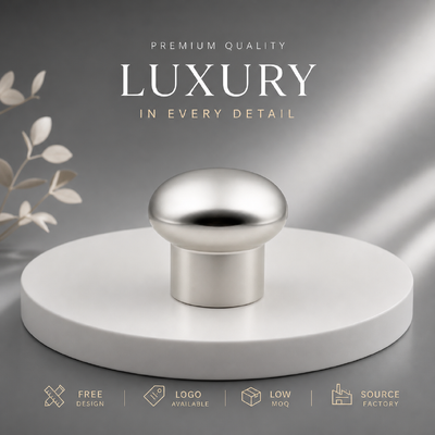 comprare Fabbrica Cupo di funghi personalizzato spazzolato Capo profumato in lega di zinco d'argento OEM ODM Logo inciso personalizzato Zamac Copertura di profumo in metallo per bottiglie di vetro di profumo di lusso fabbricazione online