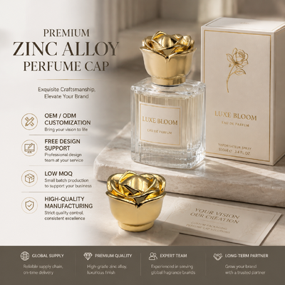 comprare Cappuccio per profumi in metallo a forma di rosa dorata scolpito Placcatura elettroplata Zamac Bottiglia per profumi Top Custom High-end Perfume Packaging Accessoio Magnetico fabbricazione online