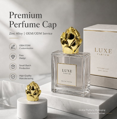 comprare Tappo profumo lusso a forma di bocciolo di loto in lega di zinco placcato oro Zamac, coperchio flacone fragranza con logo personalizzato, confezione OEM, copertura metallica per profumo magnetica fabbricazione online