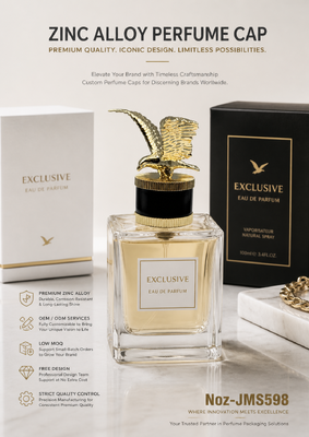 comprare Tappo profumo in lega di zinco con aquila volante, ornamento a falco con ali spiegate 3D, base zigrinata cilindrica nera, coperchio per flacone di lusso placcato oro con logo personalizzato magnetico fabbricazione online