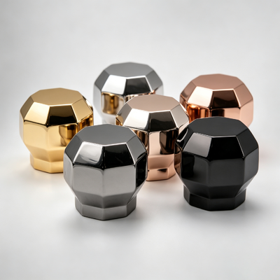 Acquistare Fabbrica all'ingrosso Diamante multi-faccettato in forma di sfera Zamac Perfume Cap 3D Taglio geometrico Metal Perfume Copertura bottiglia Oro Argento Rosa Oro Nero Gunmetal Logo personalizzato fabbricazione online