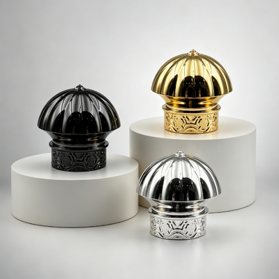 Acquistare Tappo per profumo in lega di zinco FEA15 a cupola scanalata con base in rilievo Copertura per flacone di profumo galvanizzato Tappo in zamac con logo personalizzato fabbricazione online