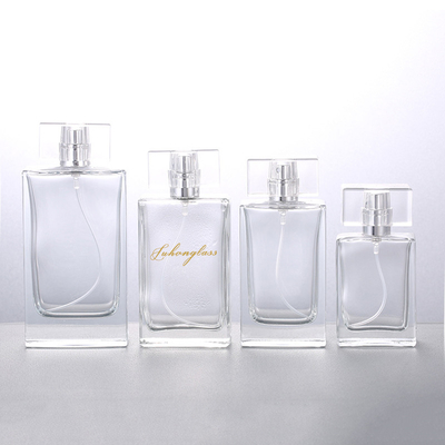 Bottiglia di profumo vuota di vetro trasparente della bottiglia di profumo 30ML50ML100ML della bottiglia dei cosmetici di bottiglia della bocca rettangolare della vite