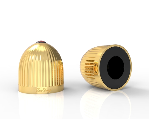 Cappucci per profumi Zamak in cristallo di lega di zinco in colore oro per un imballaggio di profumi durevole ed elegante