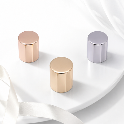 Cappuccio per profumi Zamak personalizzabile con rivestimento in oro rosa a specchio e sigillo antiperdita per FEA 15 bottiglie