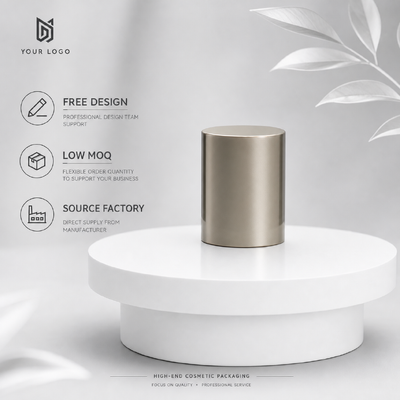 Vendita in grosso Specchio liscio Champagne Oro cilindro Zinc Alloy Cap Perfume Custom Logo Metal Cappuccio profumo Per lusso vetro vuoto Perfume Cosmetico imballaggio