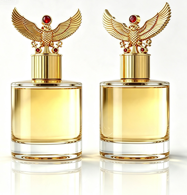 Cappuccio per profumi ad ala di aquila magnetica con tappo di bottiglia placcato oro in strass rosso