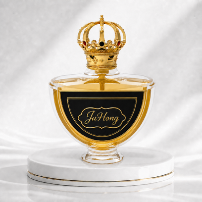 Tappo profumo in Zamac a forma di corona con strass rossi intarsiati | Coperchio personalizzato per flacone di profumo in lega di zinco