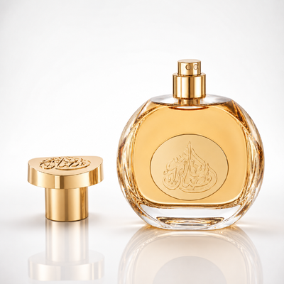 Tappo profumo in zamac placcato oro con design personalizzato e motivo in rilievo per flaconi di profumo di lusso