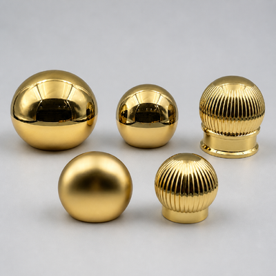 Forma di palla all'ingrosso Capo per profumi in lega di zinco Sferico Verticale liscia costole oro metallo Perfume Chiusura bottiglia Logo personalizzato Accetta