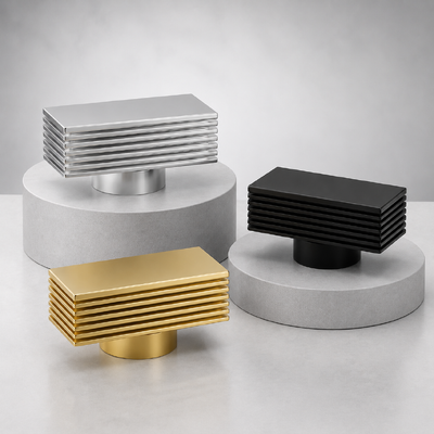 Fabbrica all'ingrosso Multi-layer stacked Rectangular Zamac Perfume Cap Horizontal Slab Design Metal Perfume Bottle Cover Custom Logo OEM