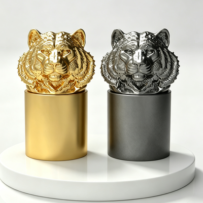 Tappo Profumo in Lega di Zinco Zamac a Testa di Tigre | Coperchio Bottiglia Scultura Animale di Lusso