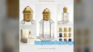 Coperchi per bottiglie in Zamac personalizzati con tappo per profumo Pagoda in oro di lusso